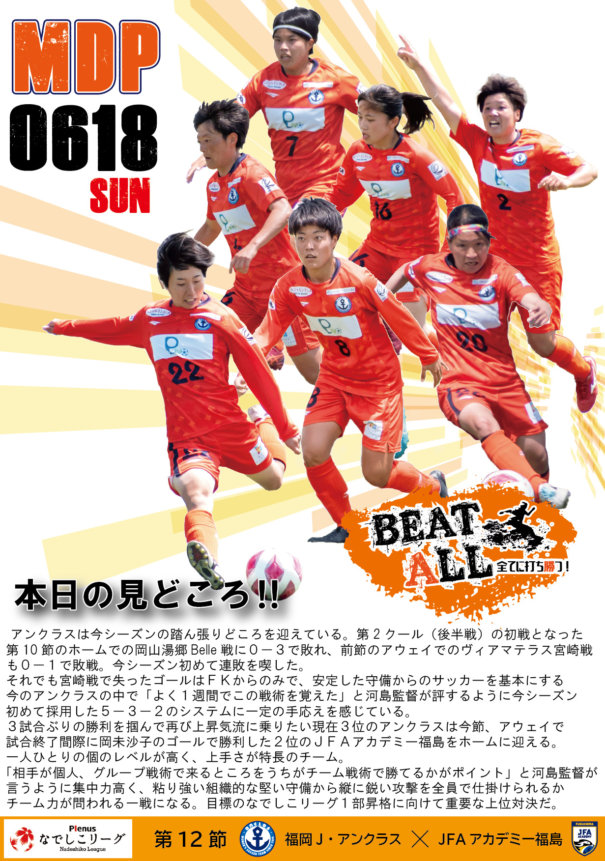 2023年6月18日(日) JFAアカデミー福島 戦　デジタルマッチデープログラム