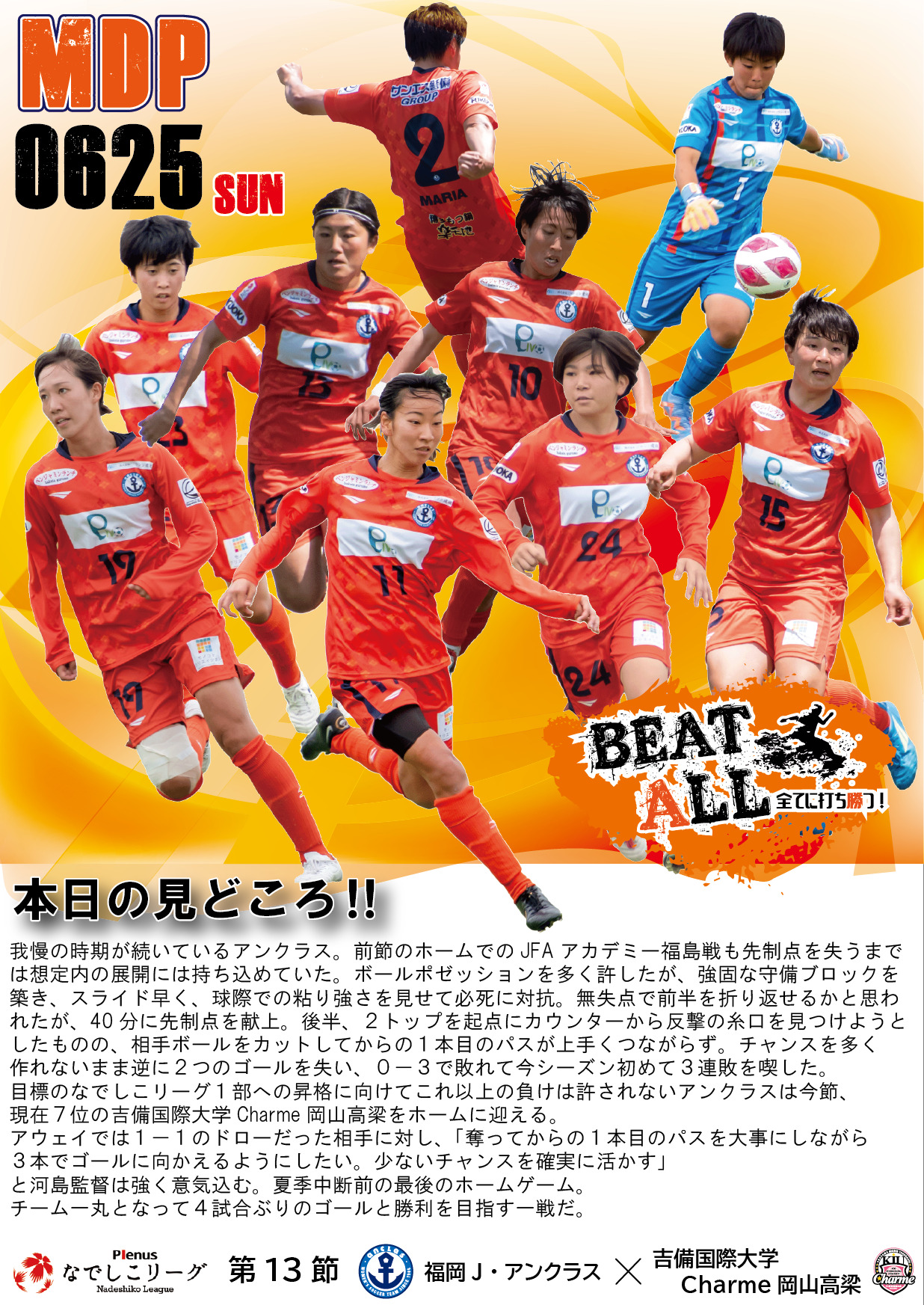 2023年6月25日(日)吉備国際大学Charme岡山高梁 戦　デジタルマッチデープログラム