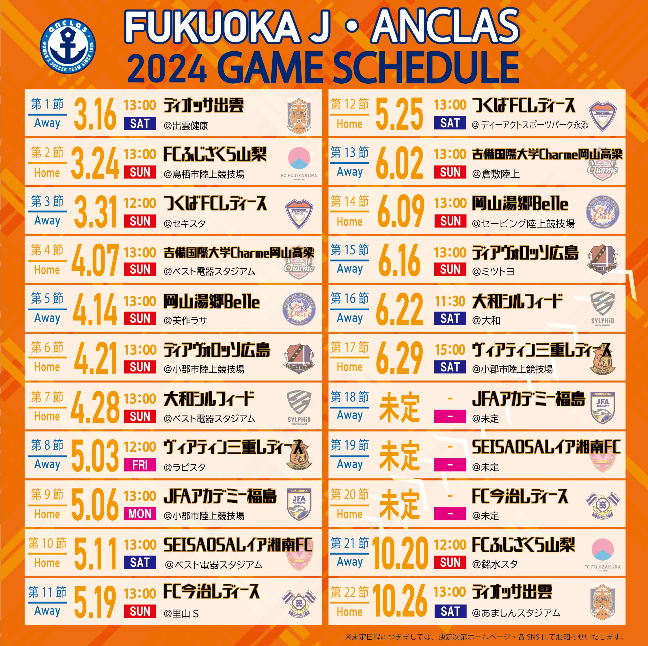 第22節 試合会場決定のお知らせ